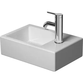 Umyvadlo Duravit Vero Air - Umývátko 38x25 cm, bez přepadu, otvor pro baterii vpravo, WonderGliss, bílá 07243800001