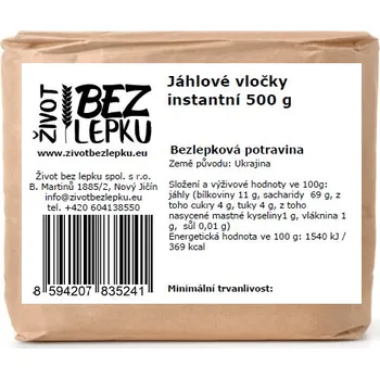 Život bez lepku Jáhlové vločky instantní 500 g