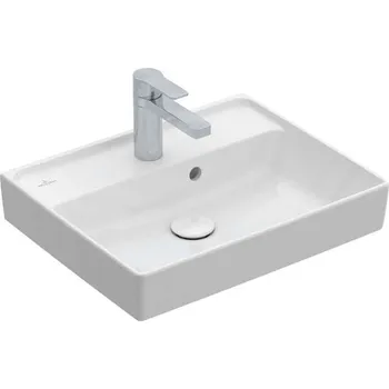 Umyvadlo Villeroy & Boch Collaro - Umývátko 50x40 cm, s přepadem, 1 otvor pro baterii, CeramicPlus, Stone White 433450RW