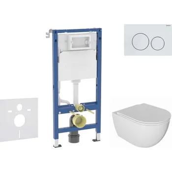 WC sada Geberit Duofix - Set předstěnové instalace, klozetu Oudee a sedátka softclose, tlačítko Delta20, alpská bílá SANI11CA3138B