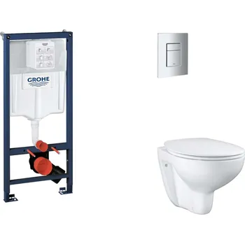 Klozet Grohe Rapid SL - Set předstěnové instalace, klozetu, sedátka SoftClose a tlačítka Skate Cosmopolitan, matný chrom SANI11BB2114