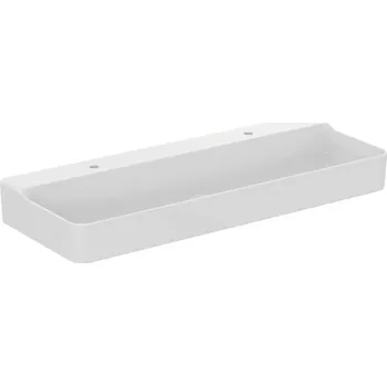 Umyvadlo Ideal Standard Conca Ceram - Dvojumyvadlo na desku 120x45 cm, bez přepadu, otvory pro baterie, bílá T384401