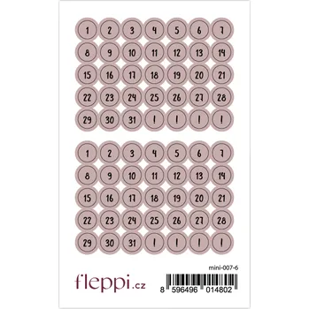 samolepka Fleppi Samolepky Čísla - mini kulatá Barva samolepek: nude hnědá