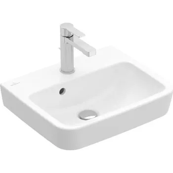 Villeroy & Boch O.novo - Umývátko 45x37 cm, s přepadem, otvor pro baterii, AntiBac, CeramicPlus, alpská bílá 434445T2