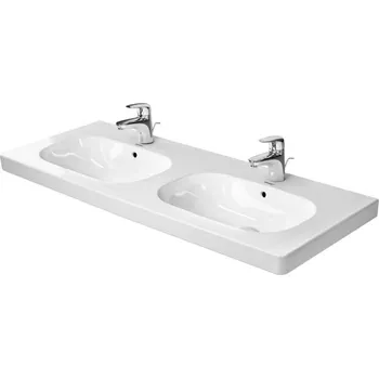 Duravit D-Code - Dvojumyvadlo nábytkové 120x49 cm, s přepadem, 3 otvory pro baterie, bílá 03481200302