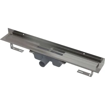 Alcadrain Odtokové žlaby - Sprchový žlab Wall 115 cm, s okrajem pro plný rošt a s pevným límcem ke stěně, nerez APZ16-1150