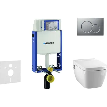 Geberit Kombifix - Modul pro závěsné WC s tlačítkem Sigma01, matný chrom + Tece One - sprchovací toaleta a sedátko, Rimless, SoftClose 110.302.00.5 NT3