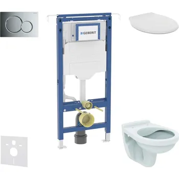 WC sada Geberit Duofix - Set předstěnové instalace, klozet Alpha se sedátkem, tlačítko Sigma01, lesklý chrom SANI11CD1107