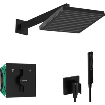 Hansgrohe - Sprchový set s baterií pod omítku, s tělesem, 26x26 cm, matná černá SANI21HHH401