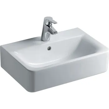 Umyvadlo Ideal Standard Connect Space - Umyvadlo Cube 55x38x18 cm, s přepadem, otvor pro baterii, s Ideal Plus, bílá E7140MA