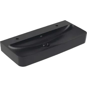 Villeroy & Boch Finion - Dvojumyvadlo 100x47 cm, bez přepadu, 2 otvory pro baterie, CeramicPlus, Pure Black 41681LR7