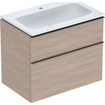 Koupelnový nábytek Geberit iCon - Skříňka s umyvadlem, 75x48x63 cm, 2 zásuvky, KeraTect, dub 502.332.JH.1