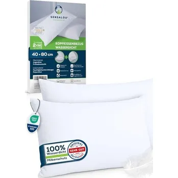 přikrývka Sada 2 nepromokavých povlaků na polštář Sensalou v 7 velikostech - 40x80 cm bílý povlak na polštář