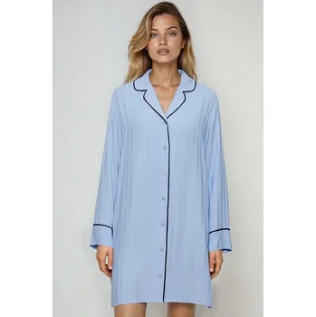 Dámské noční prádlo Propínací noční košile Amourette Jacquard světle modrá 4XL