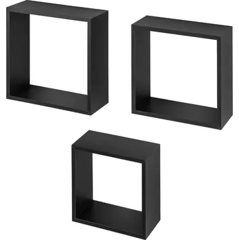 police LIVARNO® Sada nástěnných poliček, 3dílná Černá