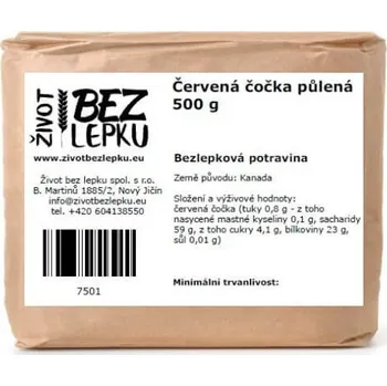 Luštěnina Život bez lepku Čočka červená půlená 500 g