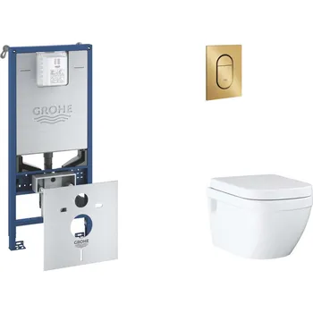 Grohe Rapid SLX - Set předstěnové instalace, klozetu, sedátka SoftClose a tlačítka Arena Cosmopolitan S, kartáčovaný Cool Sunrise SANI11BB4114