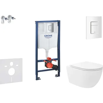 WC sada Grohe Rapid SL - Set předstěnové instalace, klozetu Oudee Vortex a sedátka softclose, tlačítko Skate Cosmopolitan, alpská bílá SANI11BA3110