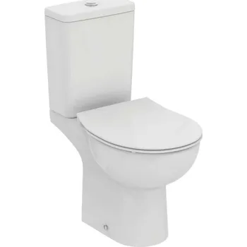 Klozet Ideal Standard Eurovit+ - WC kombi se sedátkem SoftClose, vario odpad, spodní napouštění, RimLS+, bílá W007501