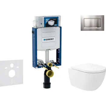 WC sada Geberit Kombifix - Set předstěnové instalace, klozetu Oudee Vortex a sedátka softclose, tlačítko Sigma20, lakovaný chrom mat/chrom SANI15CA1132
