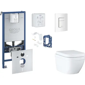WC sada Grohe Rapid SLX - Set předstěnové instalace, klozetu, sedátka SoftClose, tlačítka Skate Cosmopolitan a sady pro vhazování tablet, Triple Vortex, alpská bílá SANI11BB3136
