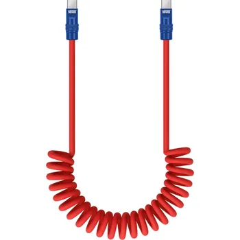 Datový kabel Newell USB-C silikonový spirálový kabel 100W, 1,5 m (červeno modrý)