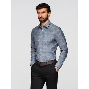 Pánská košile Klasická pánská flanelová bavlněná kostkovaná košile - šedá V3 OM-SHCS-0157 - L