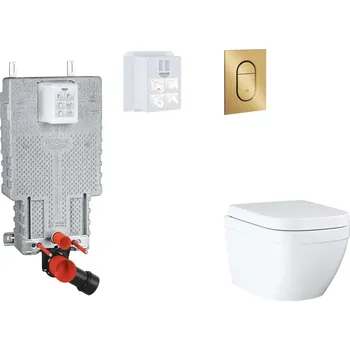 Grohe Uniset - Set předstěnové instalace, klozetu, sedátka SoftClose a tlačítka Arena Cosmopolitan S, Triple Vortex, kartáčovaný Cool Sunrise SANI15BB4109