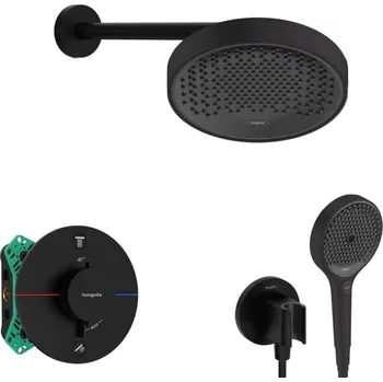 Hansgrohe - Sprchový set s termostatem pod omítku, s tělesem, průměr 25 cm, 3 proudy, matná černá SANI21HHH406