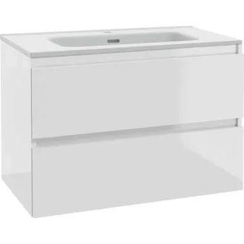 Koupelnový nábytek kielle Nefia - Skříňka včetně umyvadla, 80x55x46 cm, 2 zásuvky, lesklá bílá 50027S820