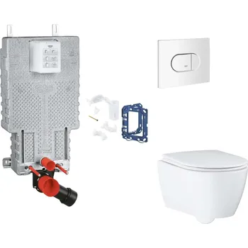 WC sada Grohe Uniset - Set předstěnové instalace, klozetu, sedátka SoftClose, tlačítka Arena Cosmopolitan a sady pro vhazování tablet, alpská bílá SANI15BB3128