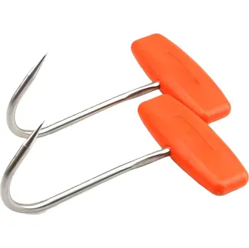 Příslušenství pro gril Manipulační hák na maso s oranžovou rukojetí