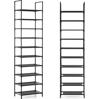 Nábytek Kovový botník 10 polic SPRINGOS HA7550 černý