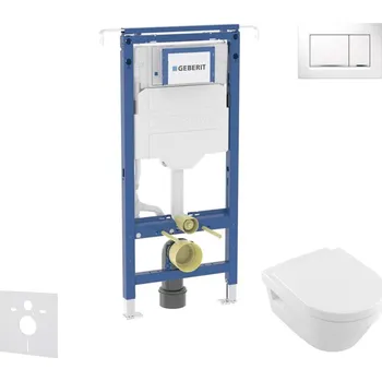 Geberit Duofix - Set předstěnové instalace, klozetu a sedátka Villeroy Boch, tlačítka Sigma20, DirectFlush, SoftClose, CeramicPlus, bílá/chrom SANI11CK3105