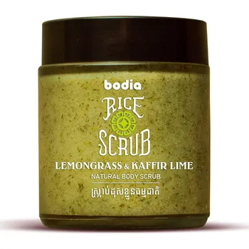 Tělový peeling Tělový rýžový peeling – citrónová tráva & kafrová limeta