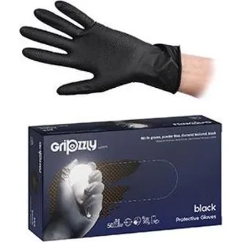 Vyšetřovací rukavice Rukavice ochr.GRIPZZLY nitril XXL/50ks bez pudru černé
