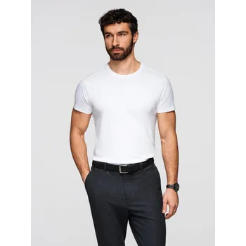 Pánské tričko Pánské klasické bavlněné tričko BASIC - bílé V4 OM-TSBS-0236 - L