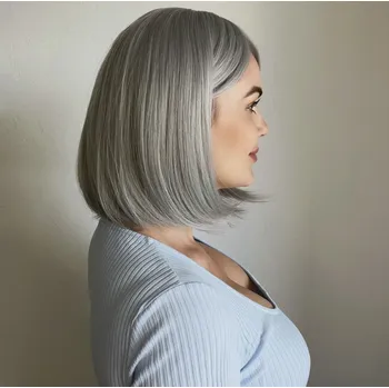 Paruka Šedá krátká paruka Peyton s ofinou, SS180-2