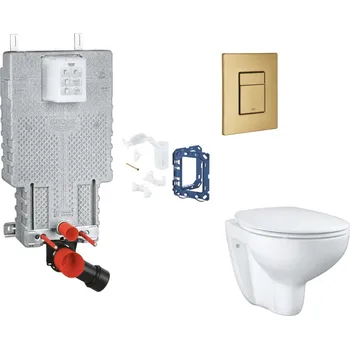 Grohe Uniset - Set předstěnové instalace, klozetu, sedátka SoftClose, tlačítka Skate Cosmopolitan a sady pro vhazování tablet, kartáčovaný Cool Sunrise SANI15BB4121