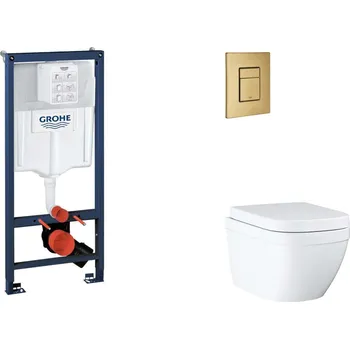 WC sada Grohe Rapid SL - Set předstěnové instalace, klozetu, sedátka SoftClose a tlačítka Skate Cosmopolitan, Triple Vortex, kartáčovaný Cool Sunrise SANI11BB4126