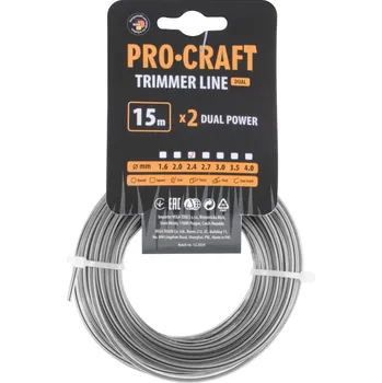 Křovinořez Struna žací (s výstuhou) (2.4mm) (15m) hvězda PROCRAFT ZI/J-2.4/15