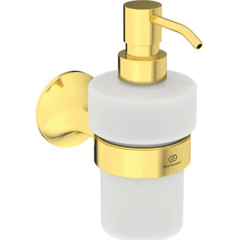 Dávkovač mýdla Ideal Standard La Dolce Vita - Dávkovač mýdla s držákem, sklo/kartáčované zlato T5510A2