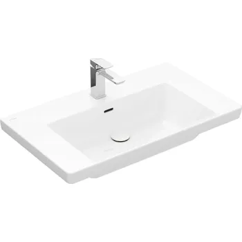 Umyvadlo Villeroy & Boch Subway 3.0 - Umyvadlo 80x47 cm, s přepadem, otvor pro baterii, CeramicPlus, Stone White 4A7080RW