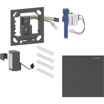 Splachovací tlačítko Geberit - Elektronické ovládání splachování pisoárů typ 40, bateriové napájení, easy to clean, Bluetooth, kartáčovaný černý chrom 116.034.QD.1