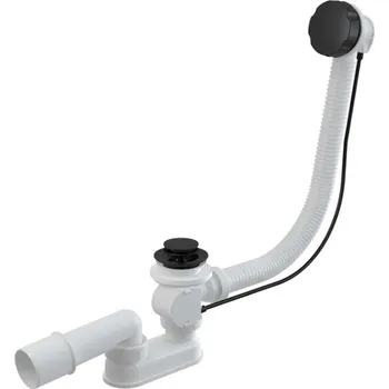 Alcadrain Odtokové soupravy - Vanová odtoková a přepadová souprava, délka 1200 mm, matná černá A55BLACK-120