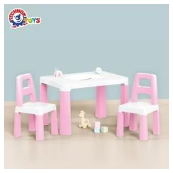 Dětsný nábytek Stół dziecięcy różowy z dwoma krzesełkami