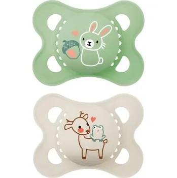 Kojenecká váha MAM Original sada dudlíků 2 kusů, Skinsoft silikon s pouzdrem na dudlík, 2-6 měsíců, neutrální