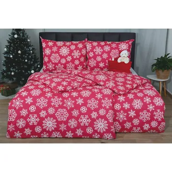 Bytový textil HW Logistic s.r.o. Premium Flaka červené/bílé vločky 140 x 200, 70 x 90 cm druky