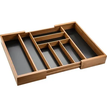 Příborník do zásuvky KESPER Zásobník na příbory roztahovací, tmavý bambus 35-57 cm