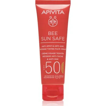 Apivita Bee Sun Safe Anti-Spot and Anti-Age Tinted Face Cream SPF50 ochranný tónovací krém na obličej SPF 50 odstín Natural 50 ml